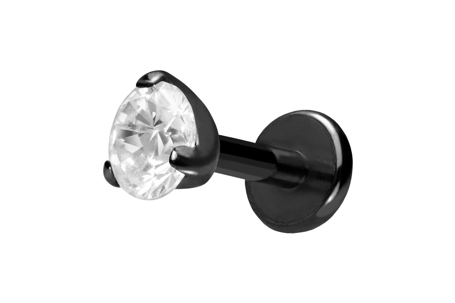 Titan Labret Piercing mit Push Fit EINGEFASSTER KRISTALL